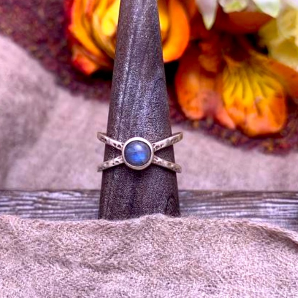 Labradorite Double Band 925 silver US size 5 1/4